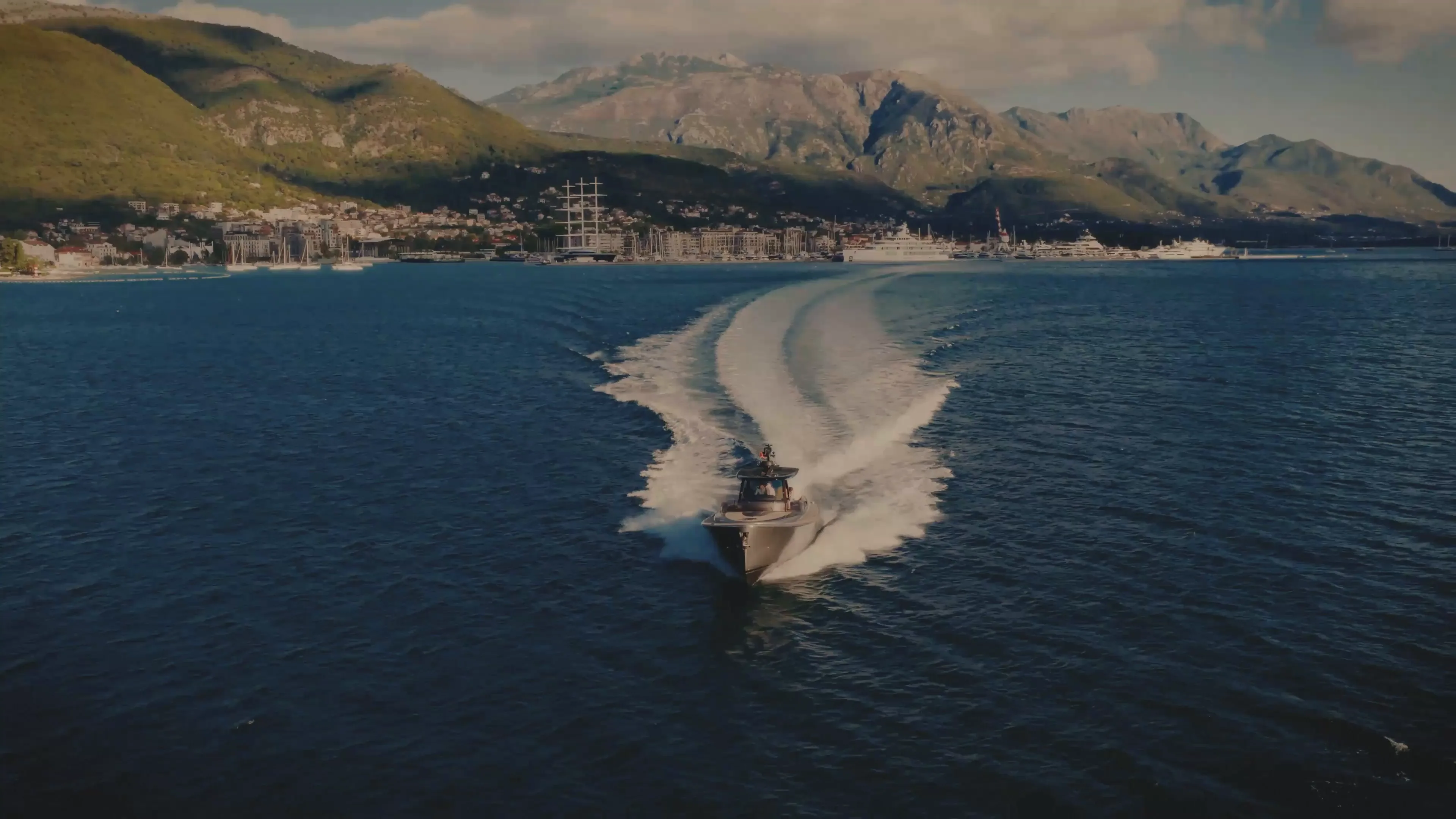 Motorboat on the Bay of Kotor, Montenegro
