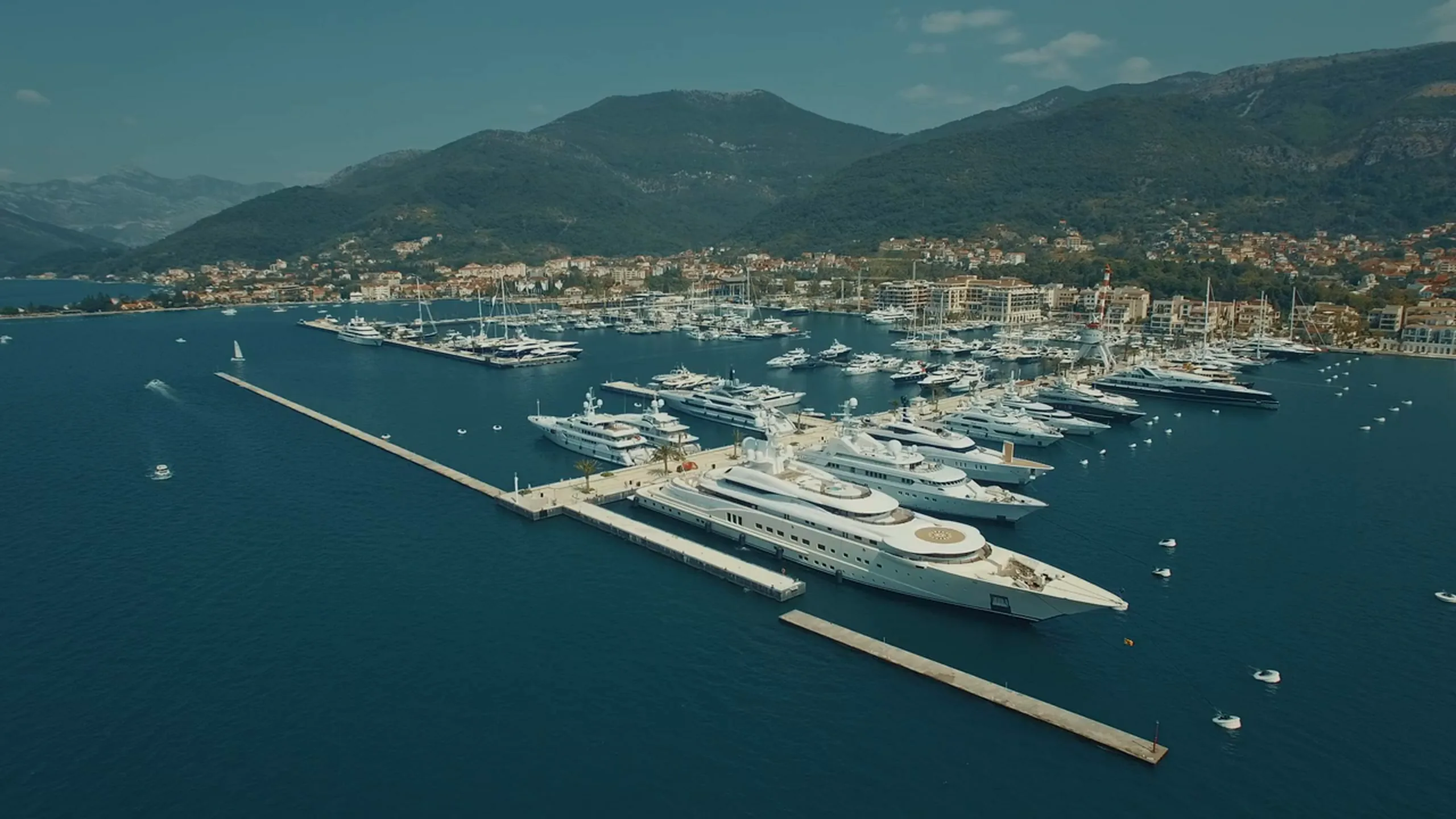 Porto Montenegro marina in Tivat from the air