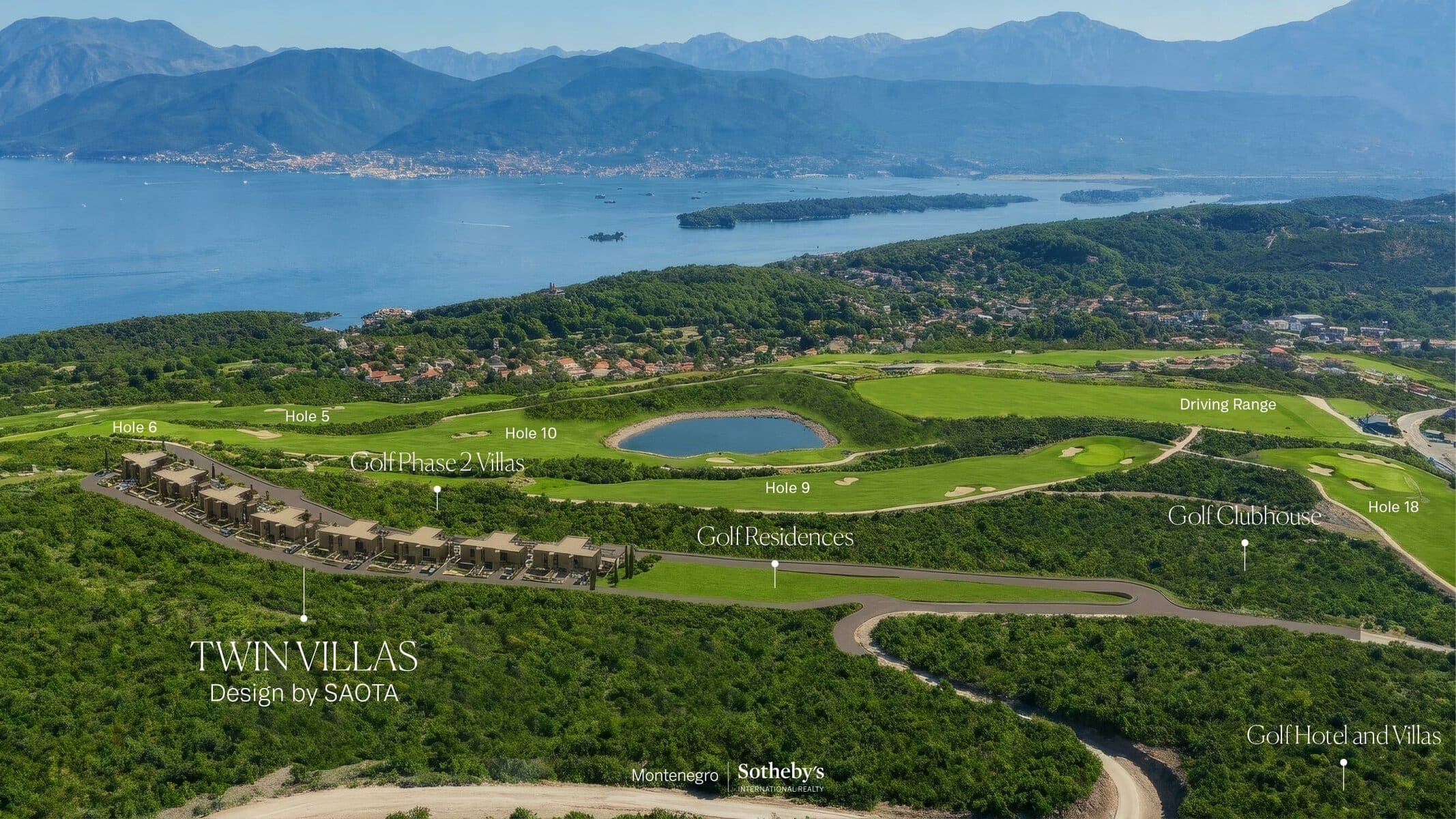 Luxury real estate Montenegro with twin villas and golf course views.